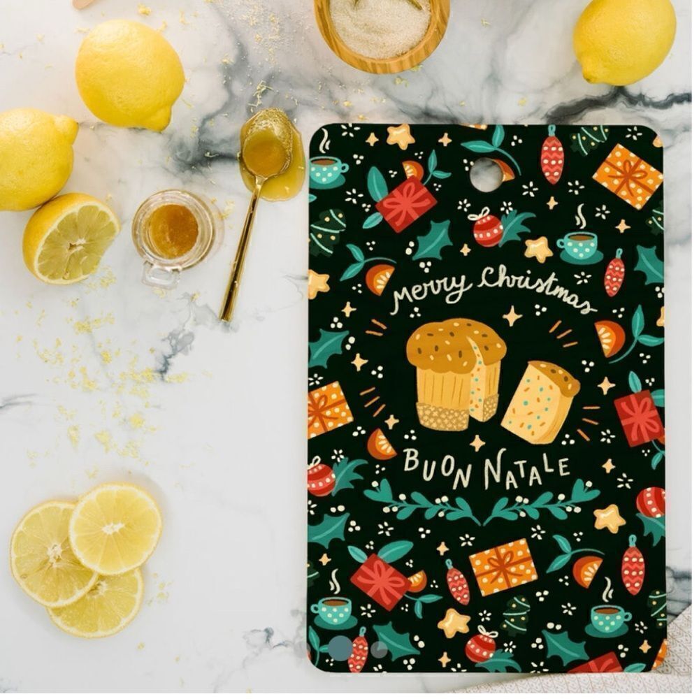 Society6 Bamboo Buon
Natale Panettone Cutting Board New with Tags